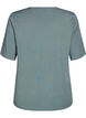 Kurz&auml;rmelige, gewebte Bluse mit Rundhals, Gr&uuml;n, Packshot image number 1