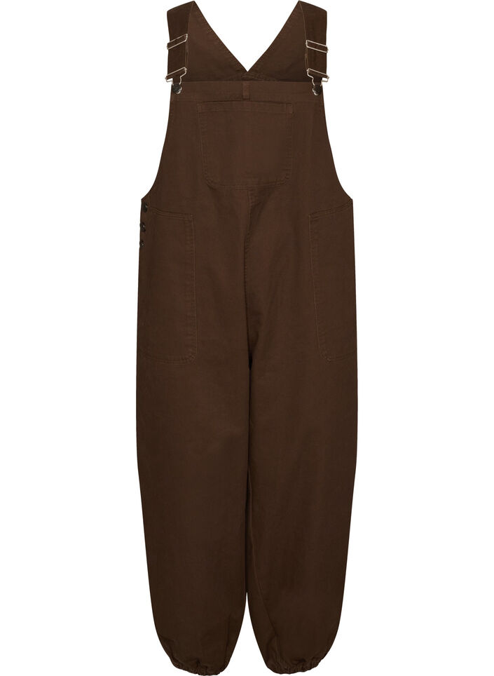 Latzhose mit Balloneffekt und verstellbaren Tr&auml;gern, Braun, Packshot image number 0