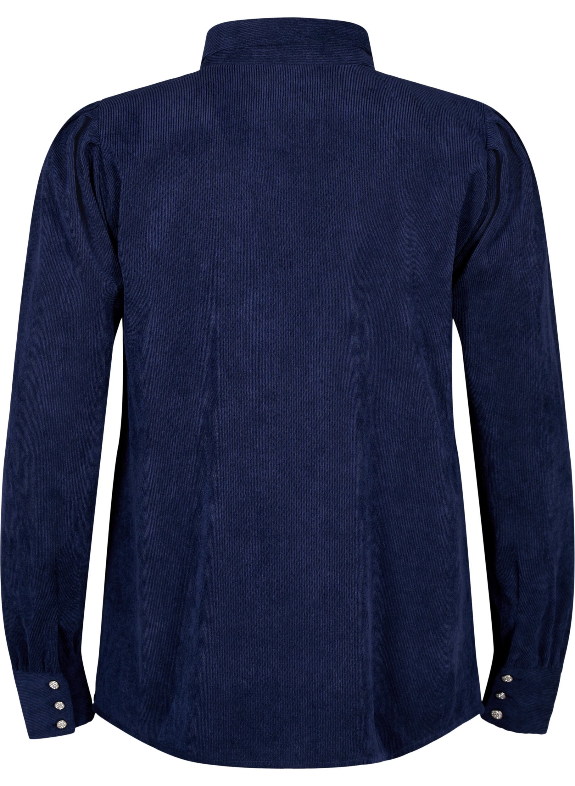 Zizzi Hemd aus Samt mit Strasskn&ouml;pfen, Medieval Blue, Packshot image number 1