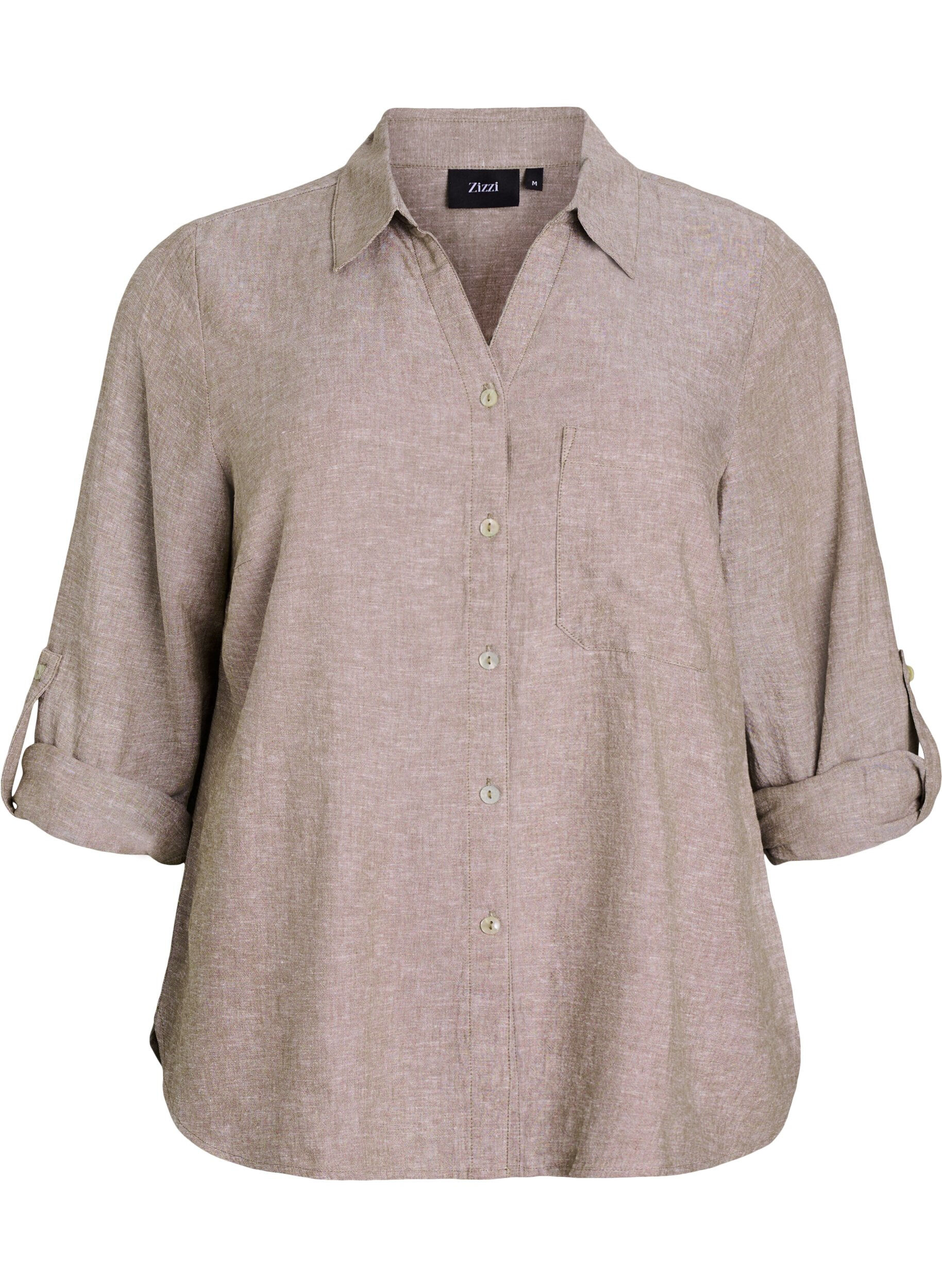 Chemise en lin et viscose avec manches 3/4