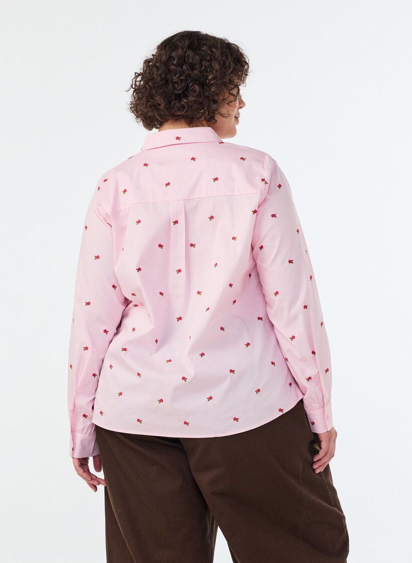 Chemise avec cerises brod&eacute;es, Rose, Model image number 2