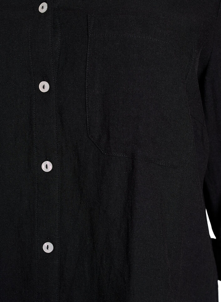 Bluse aus Leinen und Viskose mit 3/4-&Auml;rmeln, Schwarz, Packshot image number 2