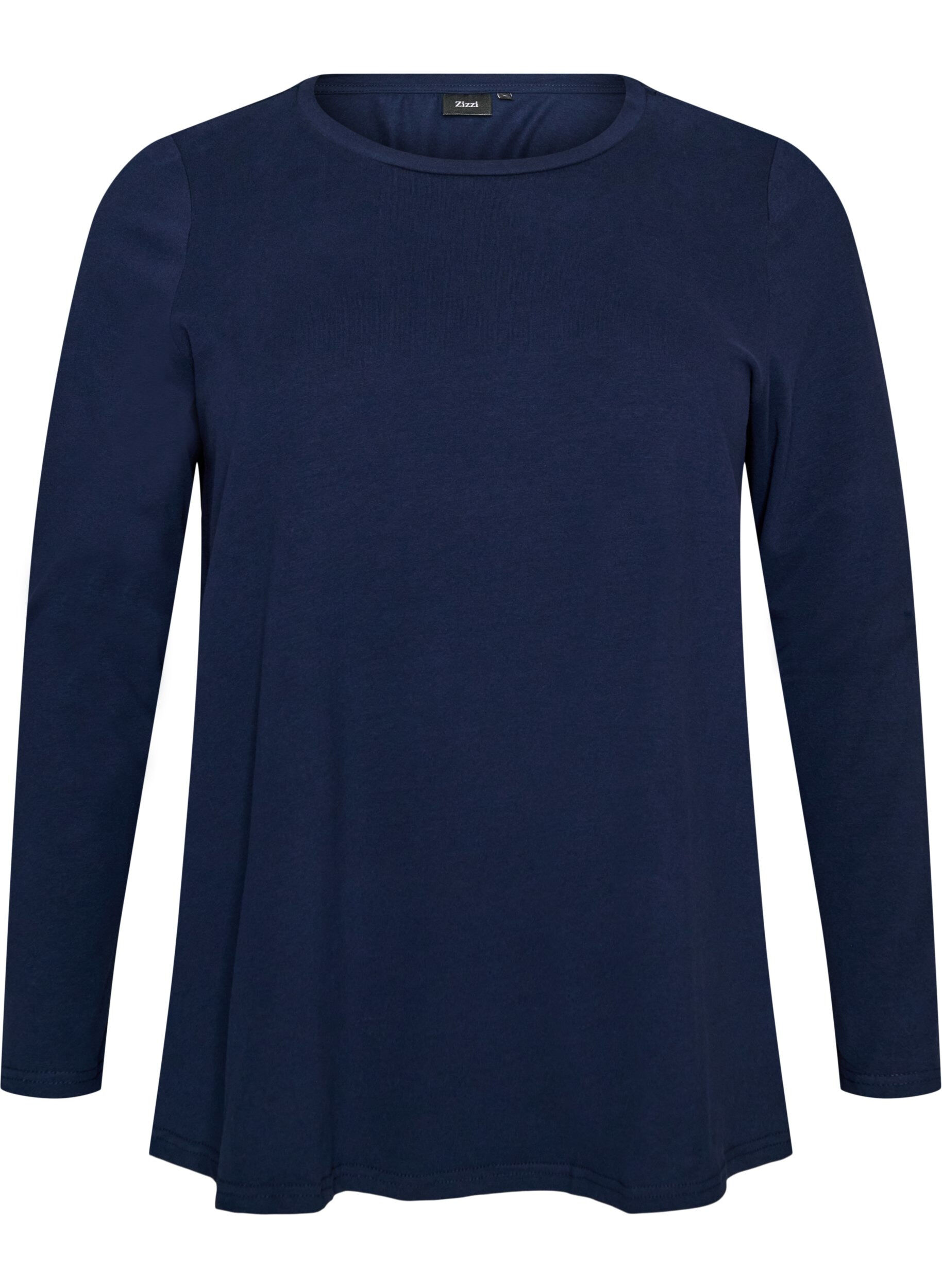 ZizziBasic Bluse aus Jersey mit langen &Auml;rmeln, Blau, Packshot image number 0