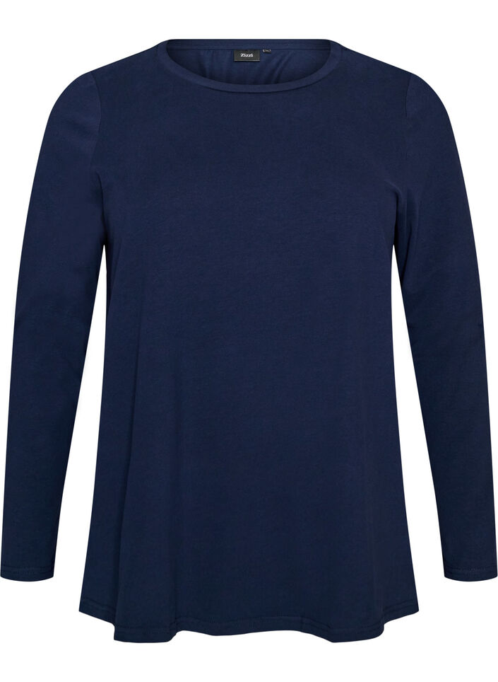 Basic Bluse aus Jersey mit langen &Auml;rmeln, Blau, Packshot image number 0