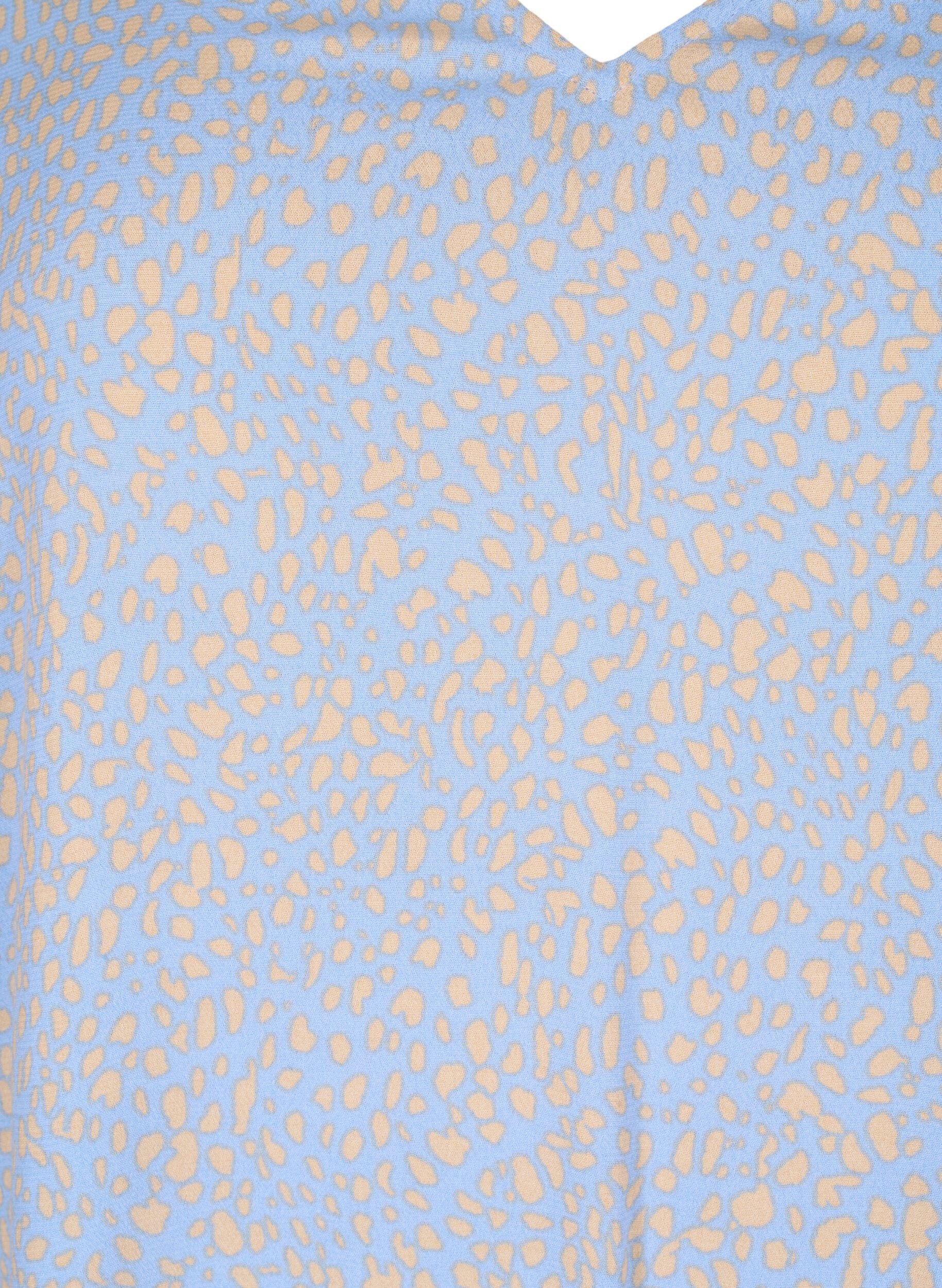 Zizzi Bluse aus Viskose mit V-Ausschnitt und Aufdruck, Blau, Packshot image number 2