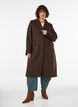Manteau en m&eacute;lange de laine avec revers et boutons, Marron, Model image number 1