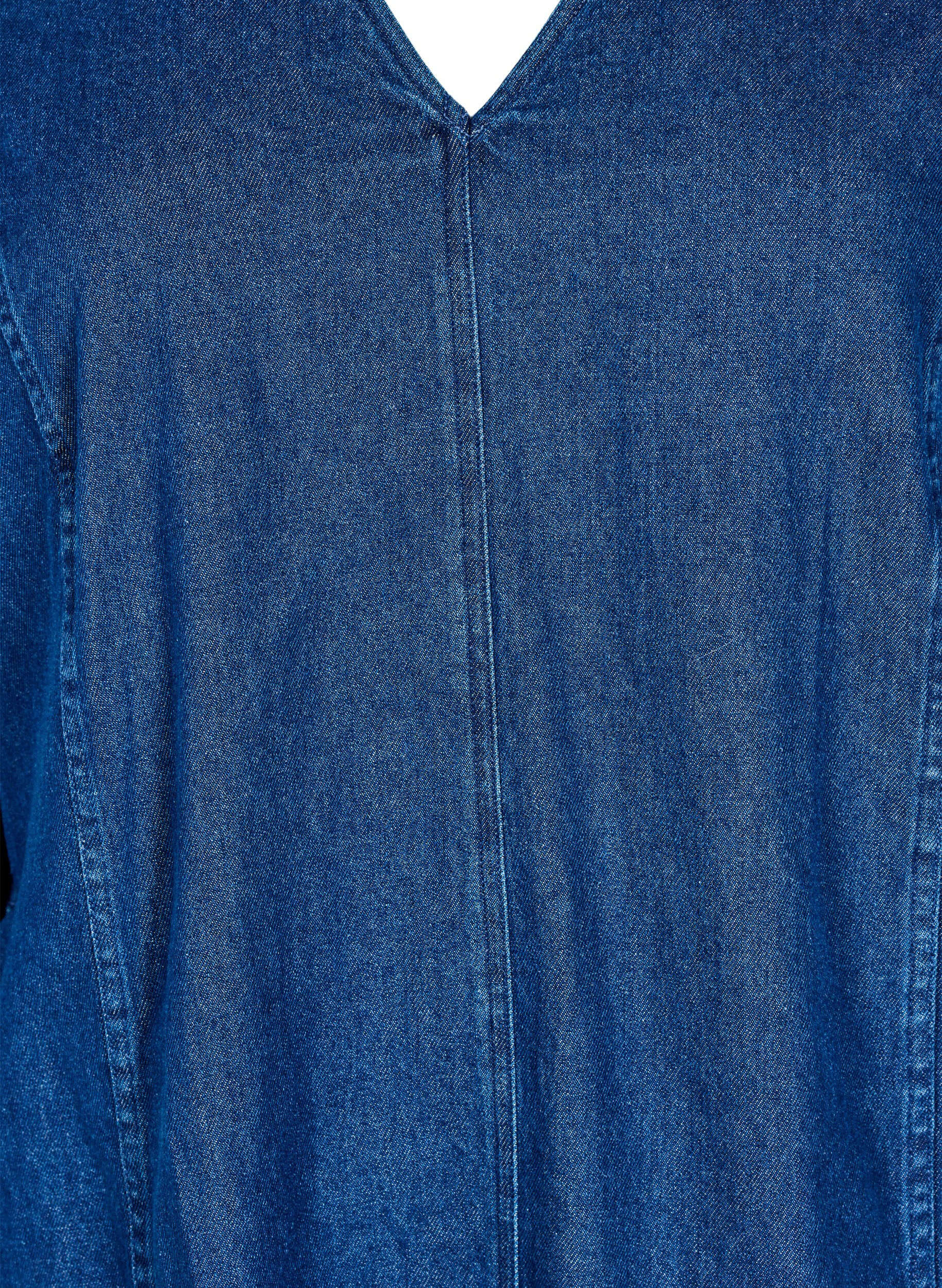 Zizzi Robe courte en jean avec manches 3/4, Bleu, Packshot image number 2