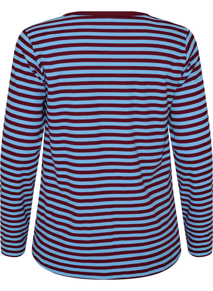 Gestreifte Bluse mit langen &Auml;rmeln, Blau, Packshot image number 1