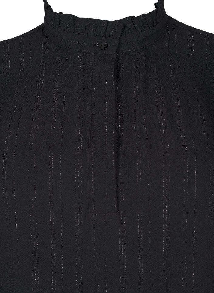 Robe courte &agrave; volants et paillettes, Noir, Packshot image number 2