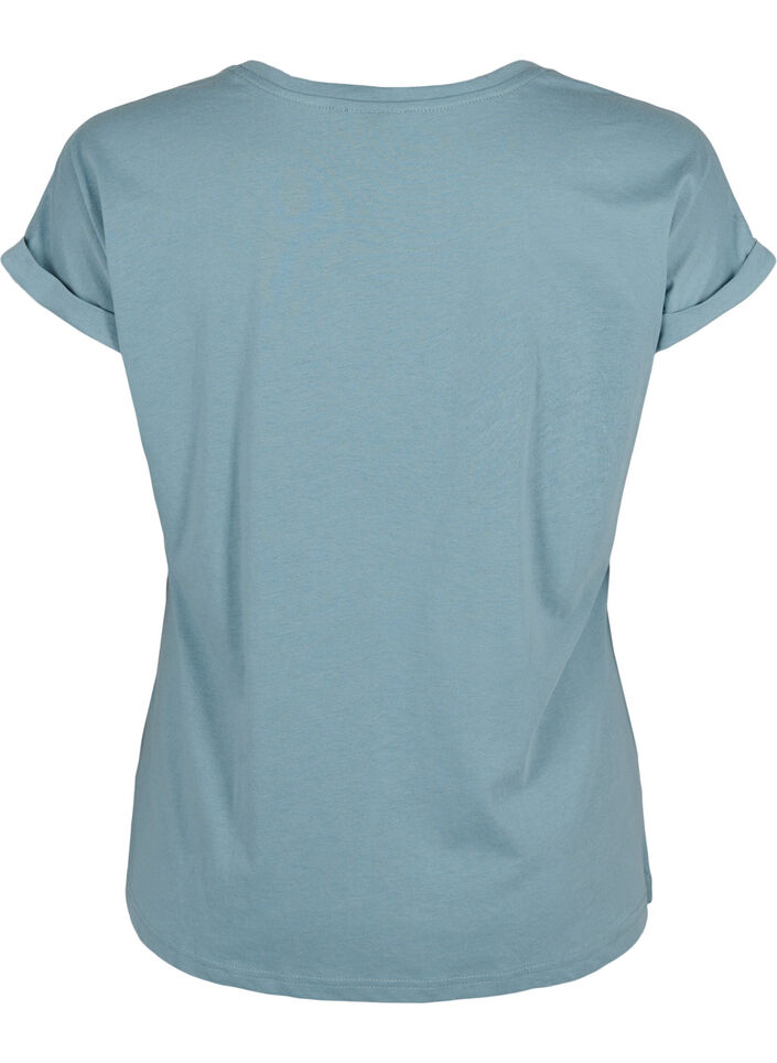 Kurz&auml;rmeliges T-Shirt aus einer Baumwollmischung, Blau, Packshot image number 1