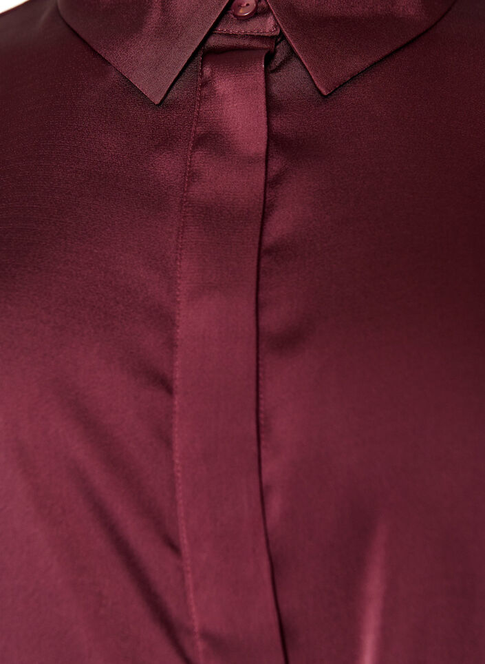 Bluse mit Satin-Optik und Wickeloptik, Rot, Packshot image number 2