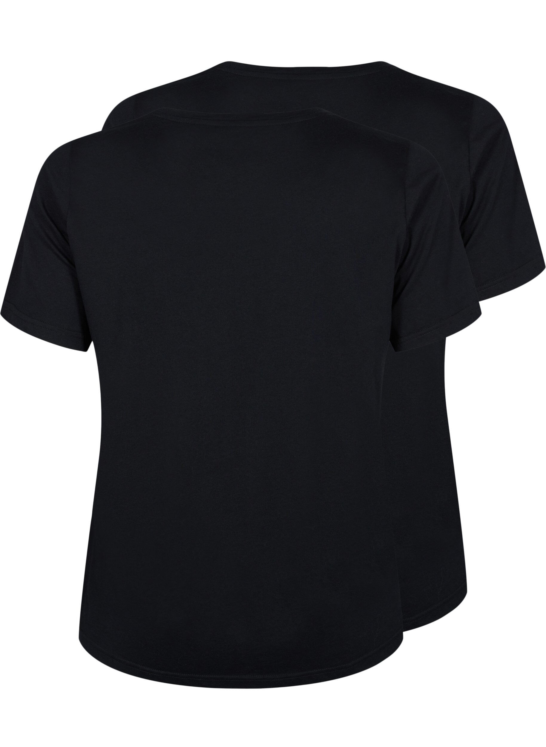 Zizzi FLASH - 2-pack t-shirts &agrave; col rond, Black/Black, Packshot image number 1