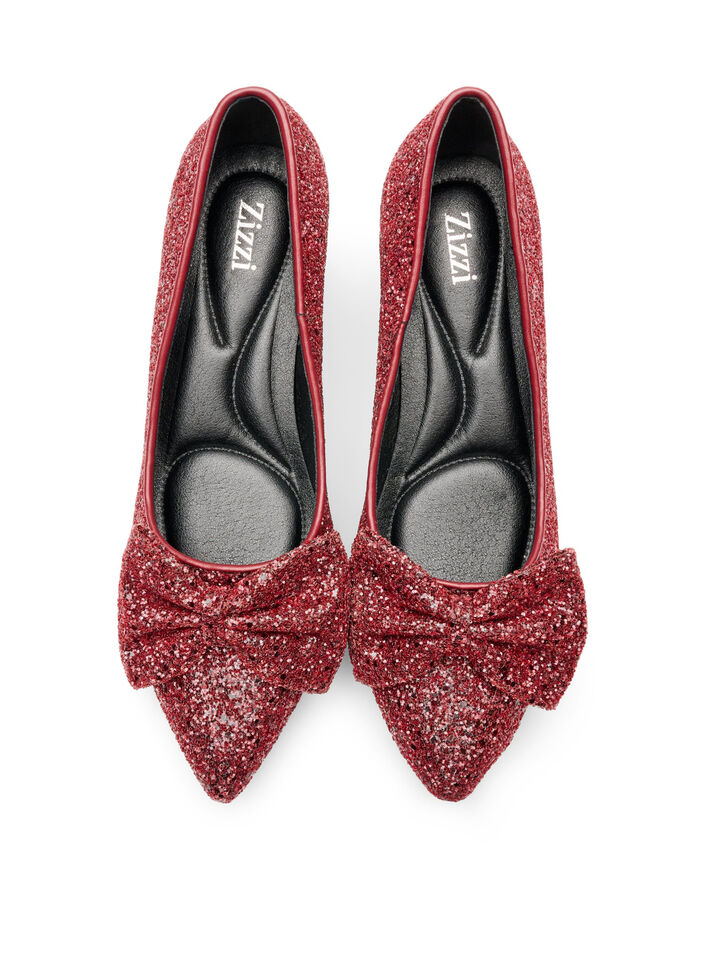 Escarpin &agrave; paillettes avec n&oelig;ud, Bordeaux, Packshot image number 2