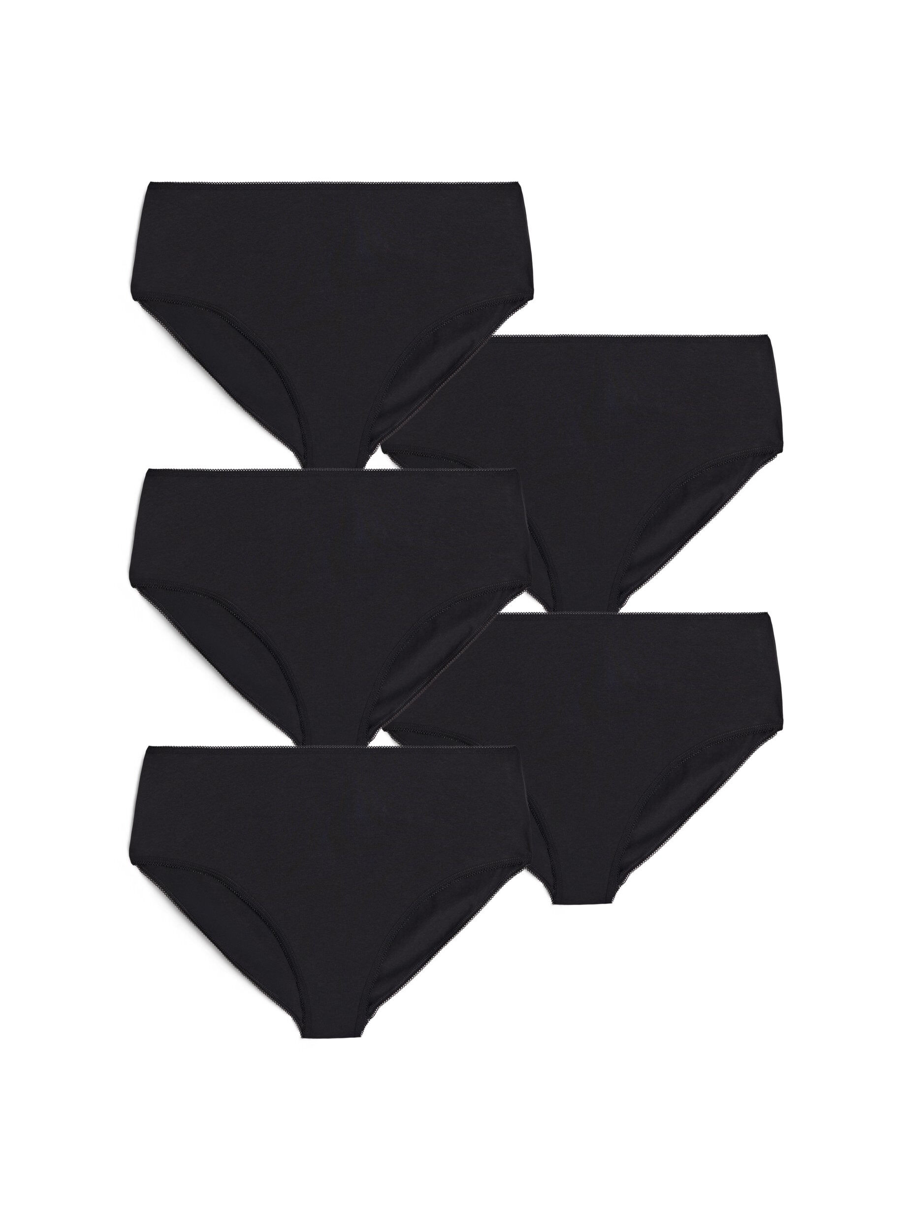 Zizzi 5-pack culottes en coton avec taille normale, Noir, Packshot image number 0