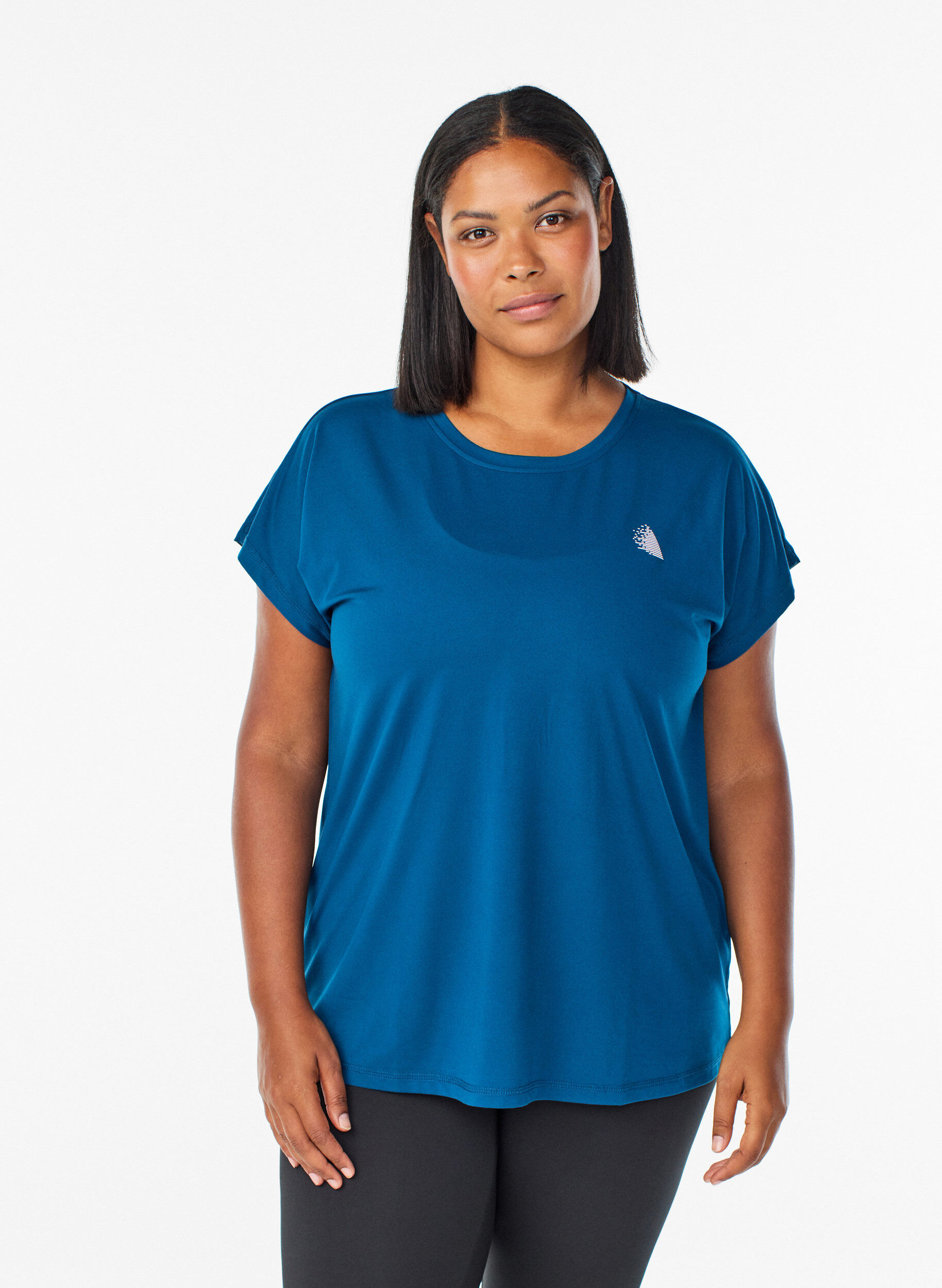 ZizziT-shirt de sport couleur unie, Bleu, Model image number 0