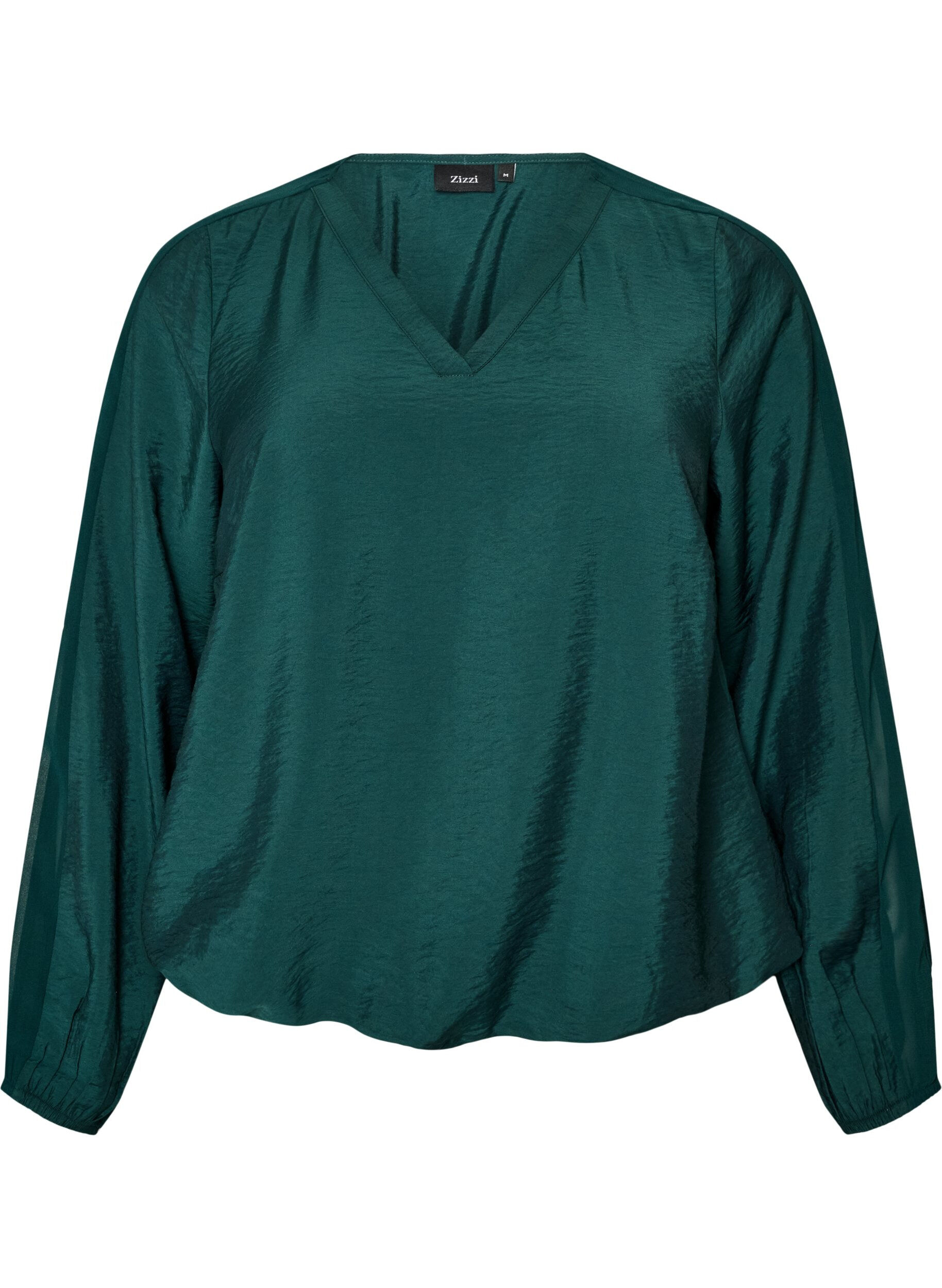 Blouse avec effet ballon et d&eacute;tails en mousseline