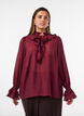 Viskosebluse mit R&uuml;schen und langen &Auml;rmeln, Rot, Model image number 0