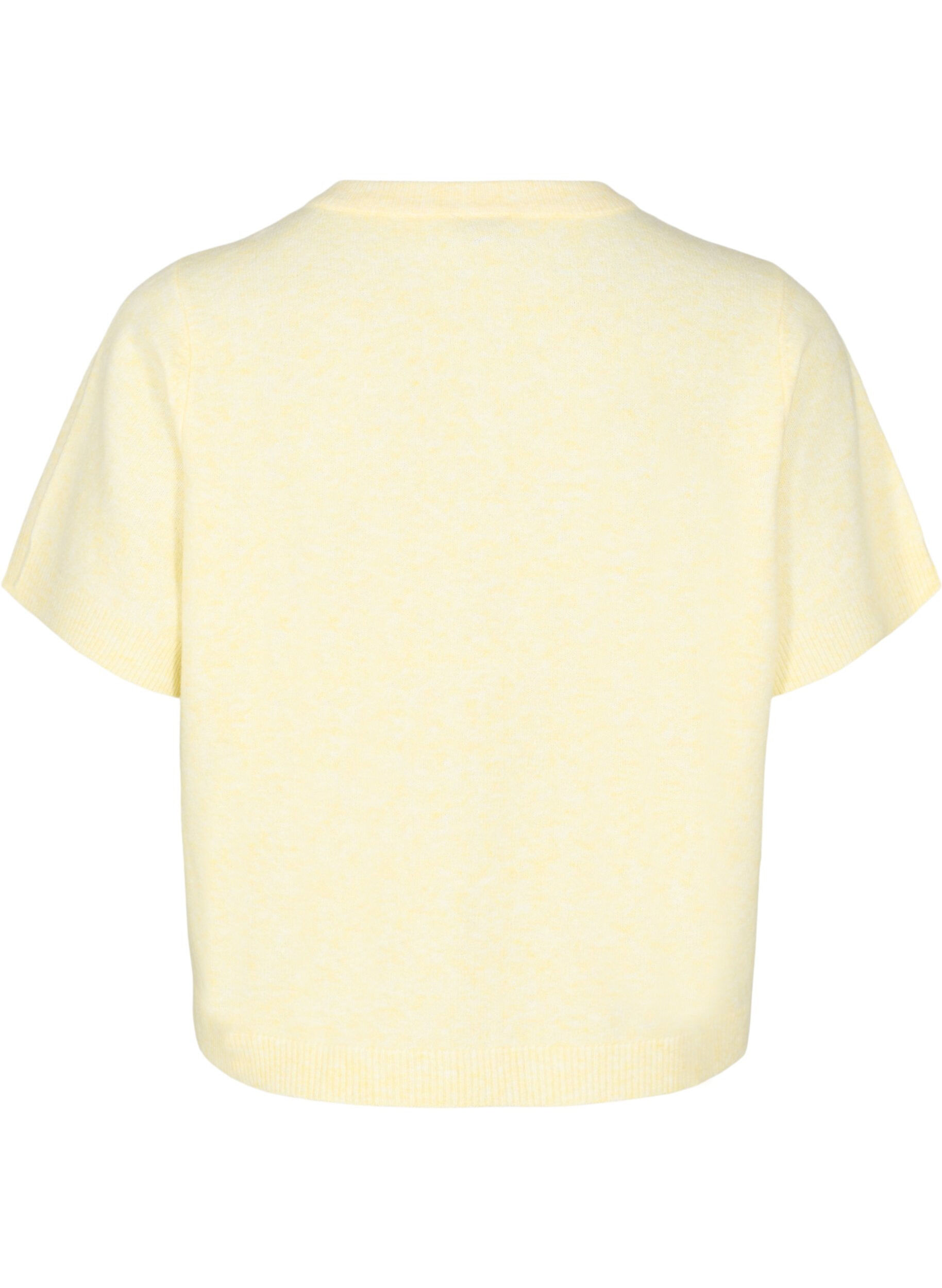 Zizzi Strickjacke mit kurzen &Auml;rmeln, Gelb, Packshot image number 1