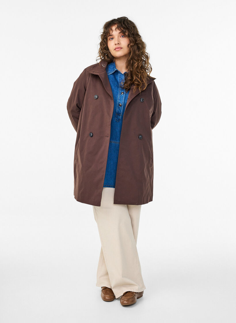 Frühlingsjacke aus wasserabweisendem Material mit A-Linie, Braun, Model image number 1