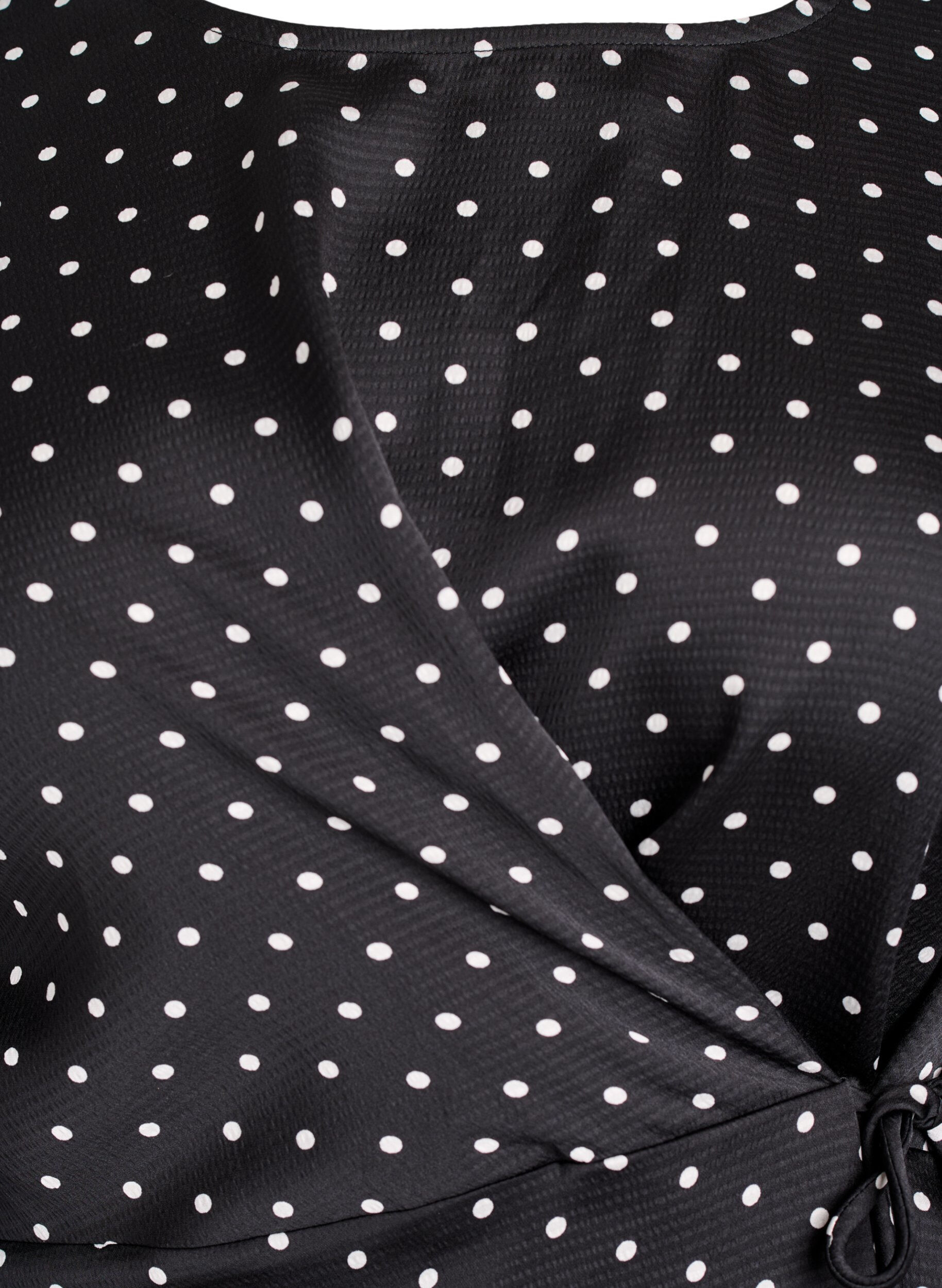 ZizziBlouse &agrave; pois avec lien &agrave; nouer et manches 3/4, Noir, Packshot image number 2
