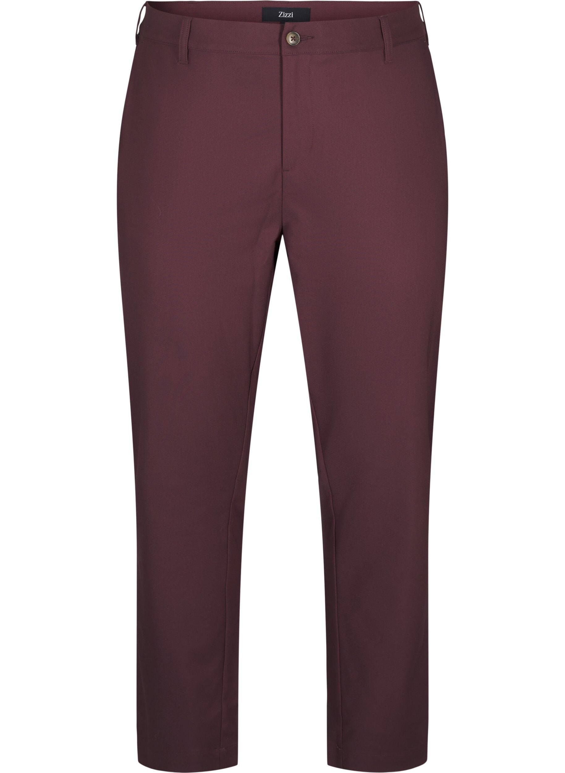 Zizzi Pantalon coupe droite &agrave; taille haute, Bordeaux fonc&eacute;, Packshot image number 0