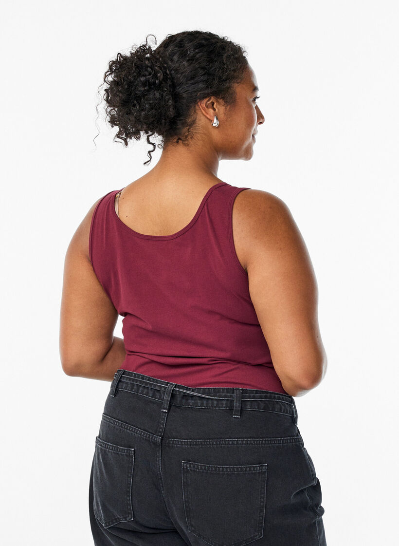 Top basic uni en coton, Bordeaux foncé, Model image number 2
