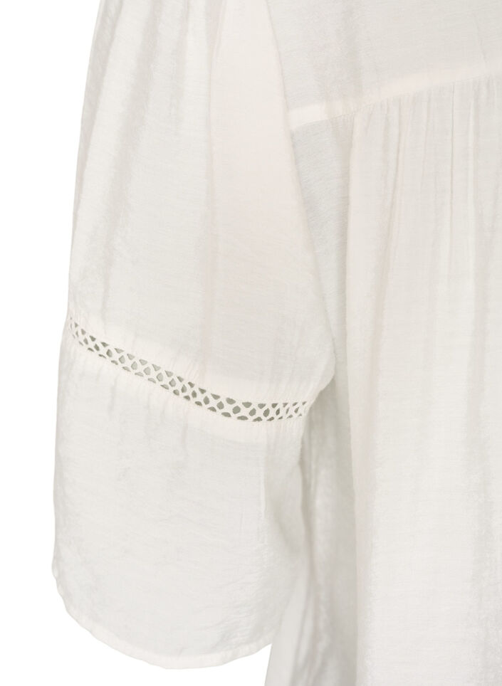 Blouse en viscose avec nervures et effet ballon, Vanille, Packshot image number 3