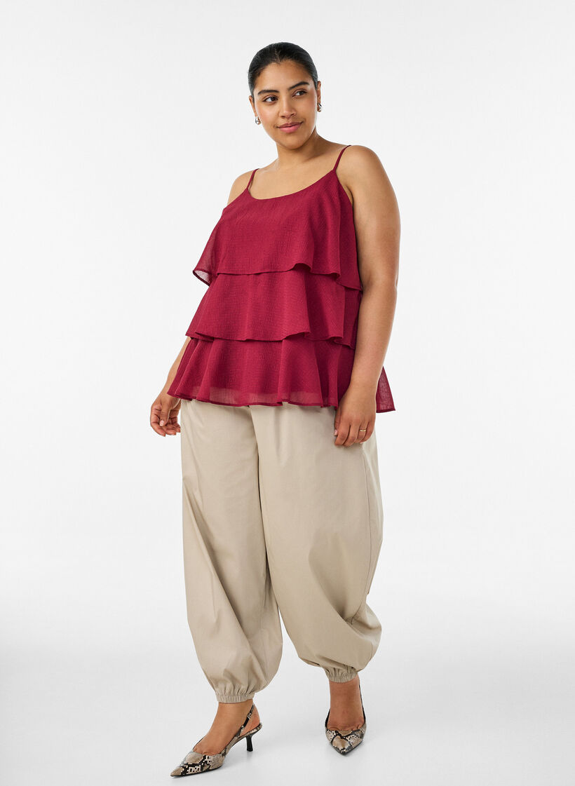 Ballonhose mit Taschen und elastischem Bund, Beige, Model image number 0