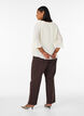 Bluse mit 3/4-&Auml;rmeln und R&uuml;schendetails, Vanille, Model image number 2