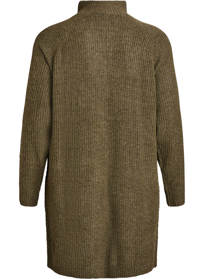 Knielanges Strickkleid mit hohem Kragen, Grün, Packshot image number 1