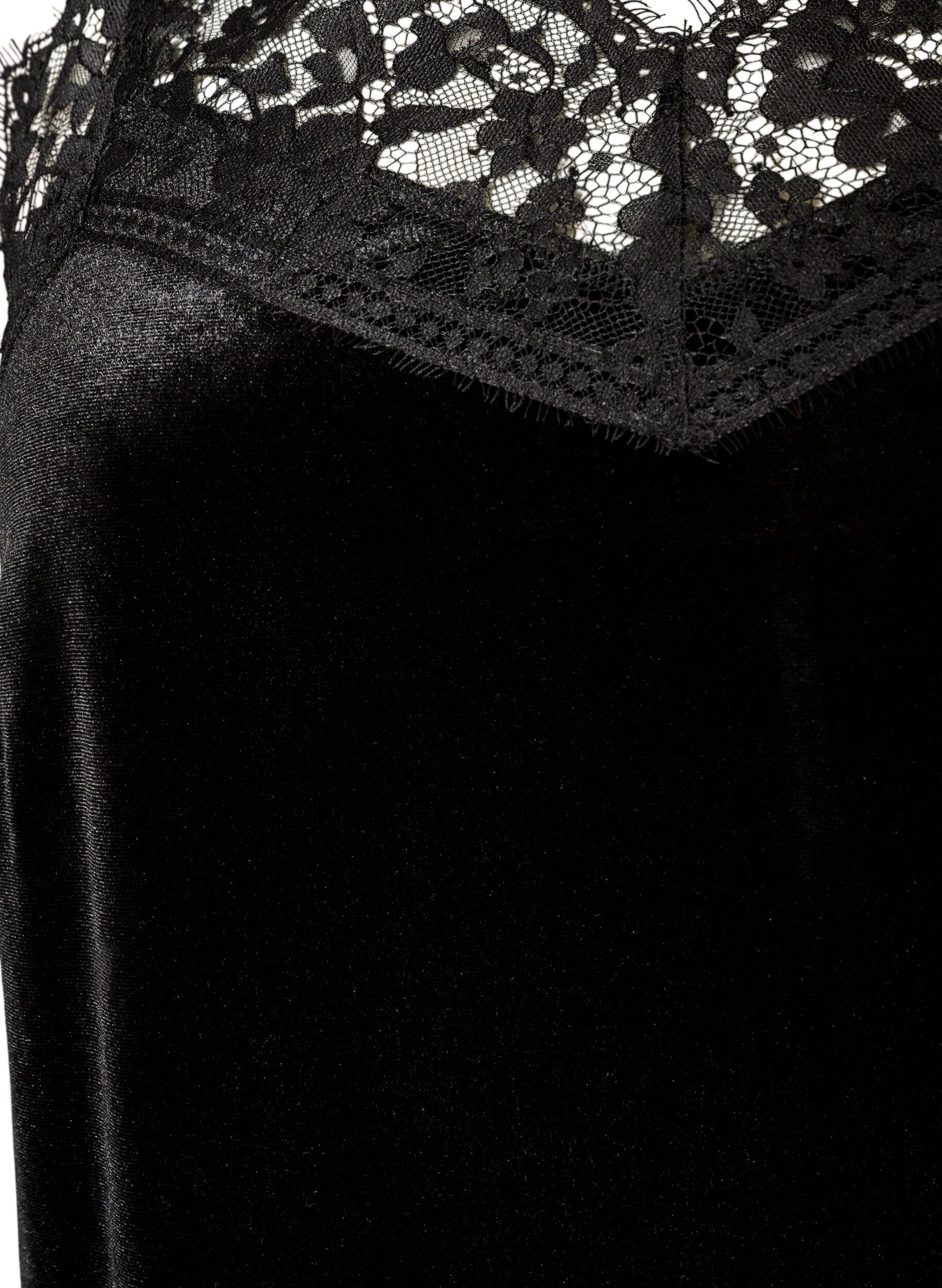 ZizziSamtkleid mit Spitze und Seitenschlitz, Schwarz, Packshot image number 2