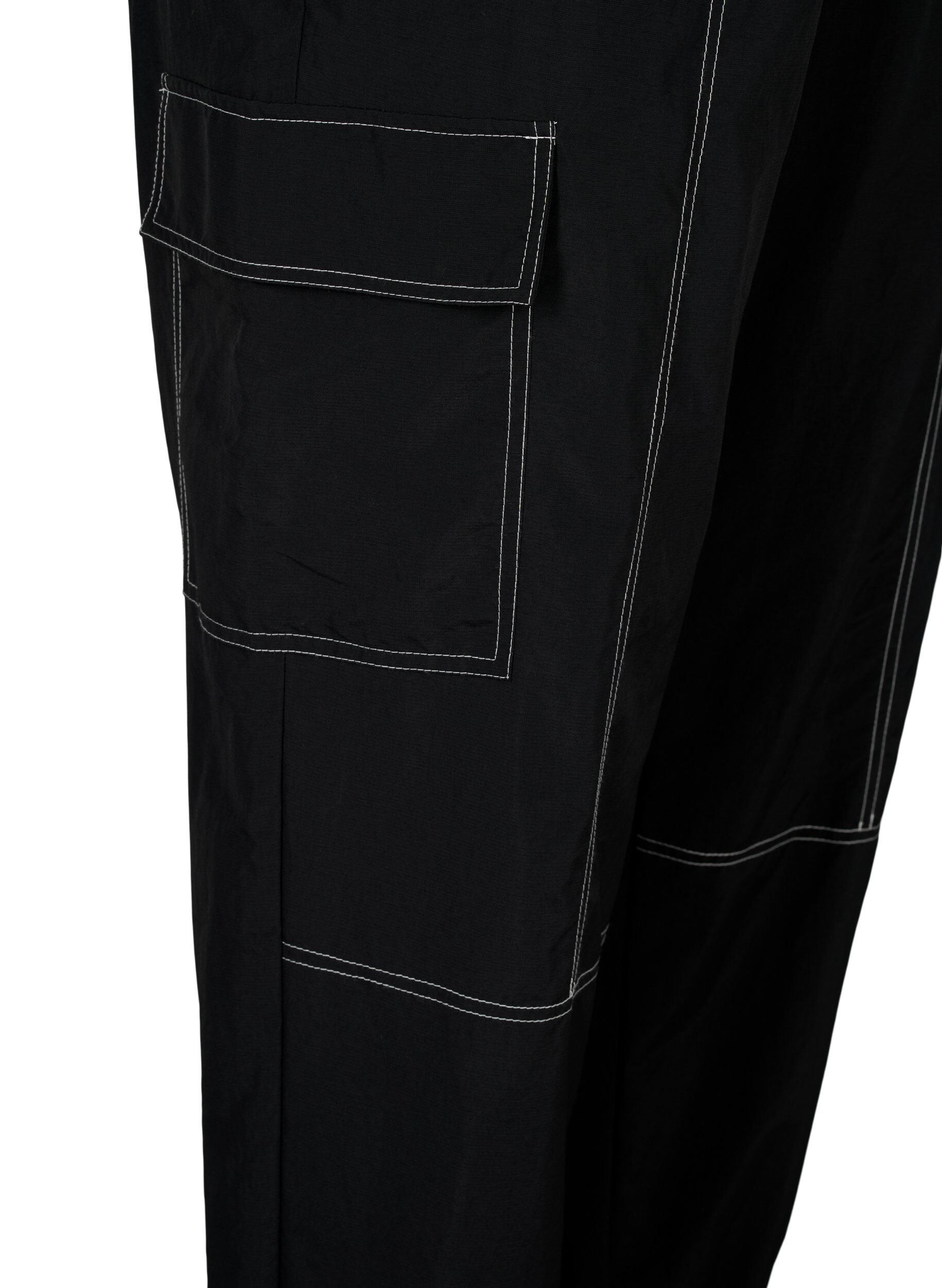 Zizzi Cargohose mit Kontrastn&auml;hten, Black, Packshot image number 3