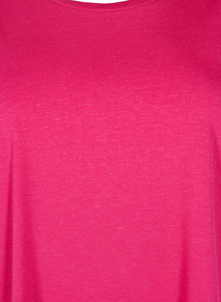 T-shirt à paillettes avec manches courtes bouffantes, Rose, Packshot image number 2