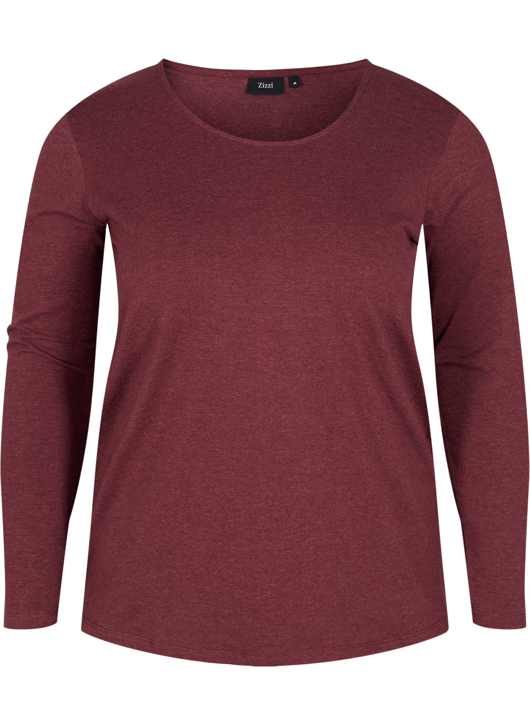 Zizzi Blouse basique &agrave; manches longues, Cabernet Melange, Packshot image number 0