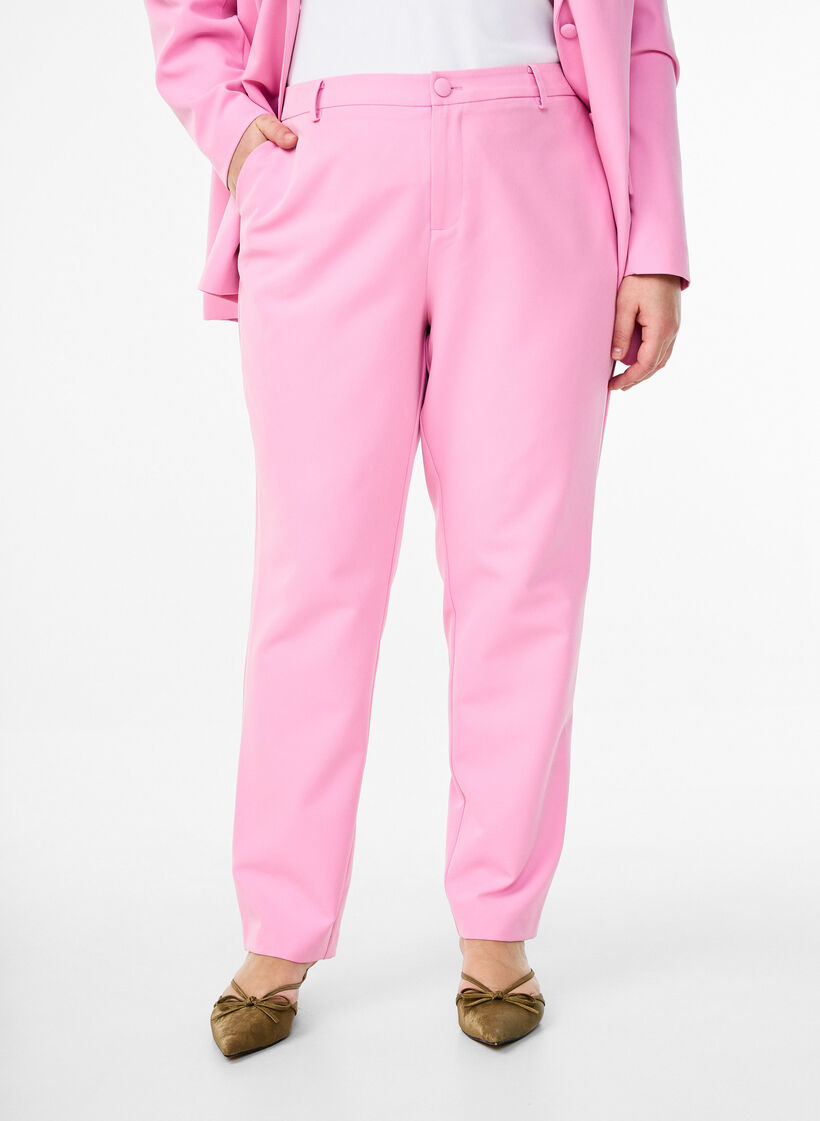 Pantalon avec poches et jambes droites, Rose, Model image number 2