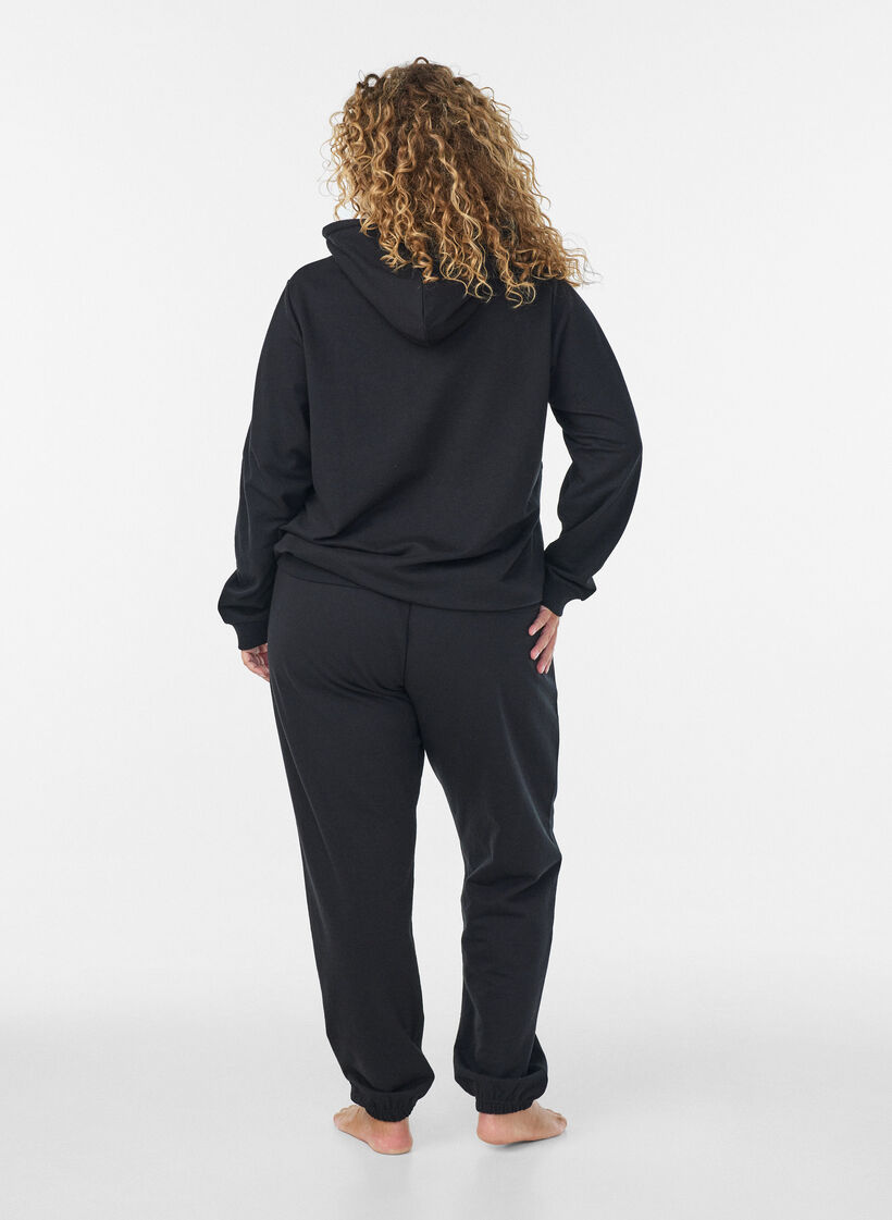 Sweat &agrave; capuche avec imprim&eacute;, Noir, Model image number 2