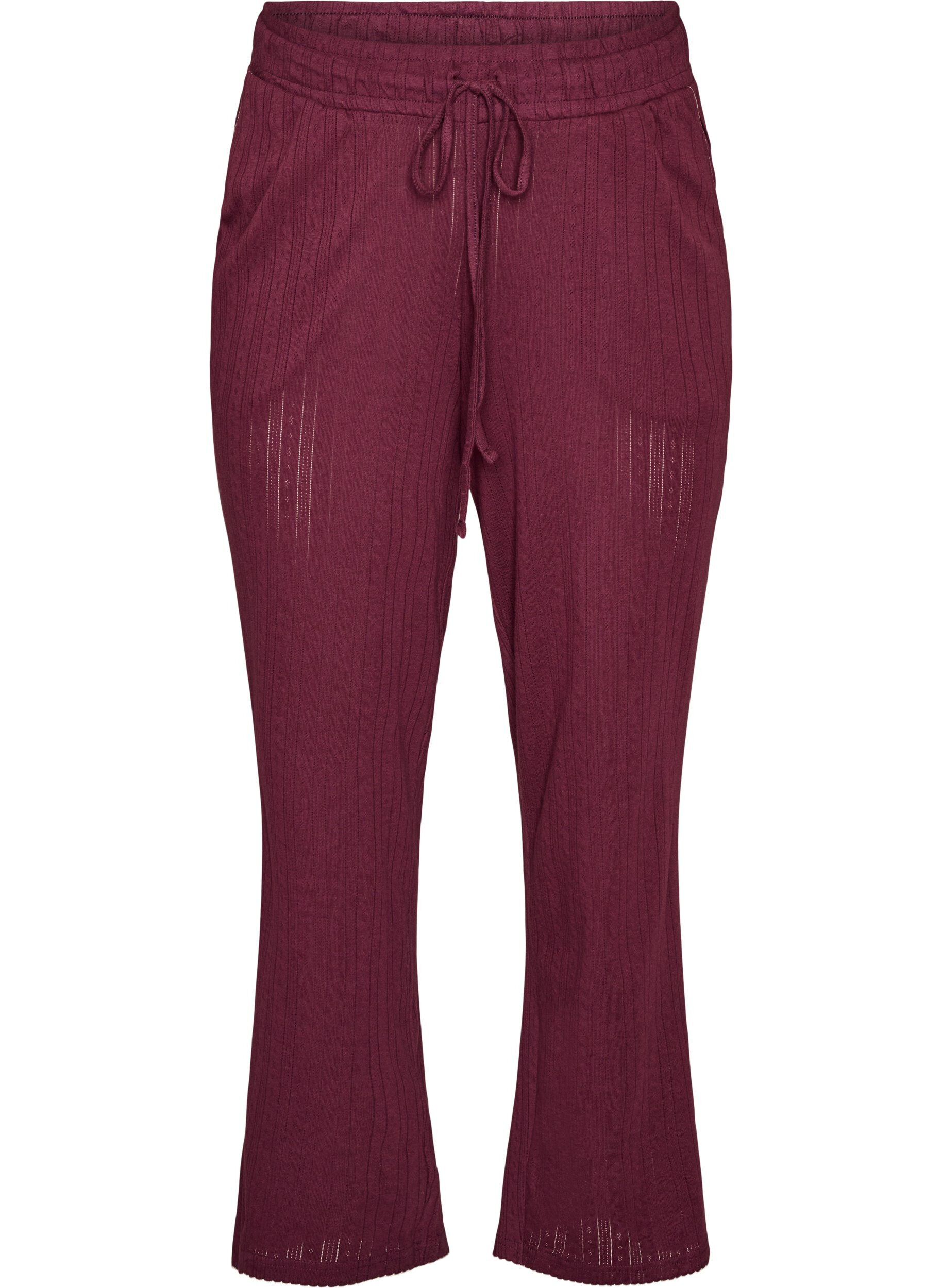 ZizziPyjamahose aus Bio-Baumwolle mit Lochstickerei, Dunkles Bordeaux, Packshot image number 0