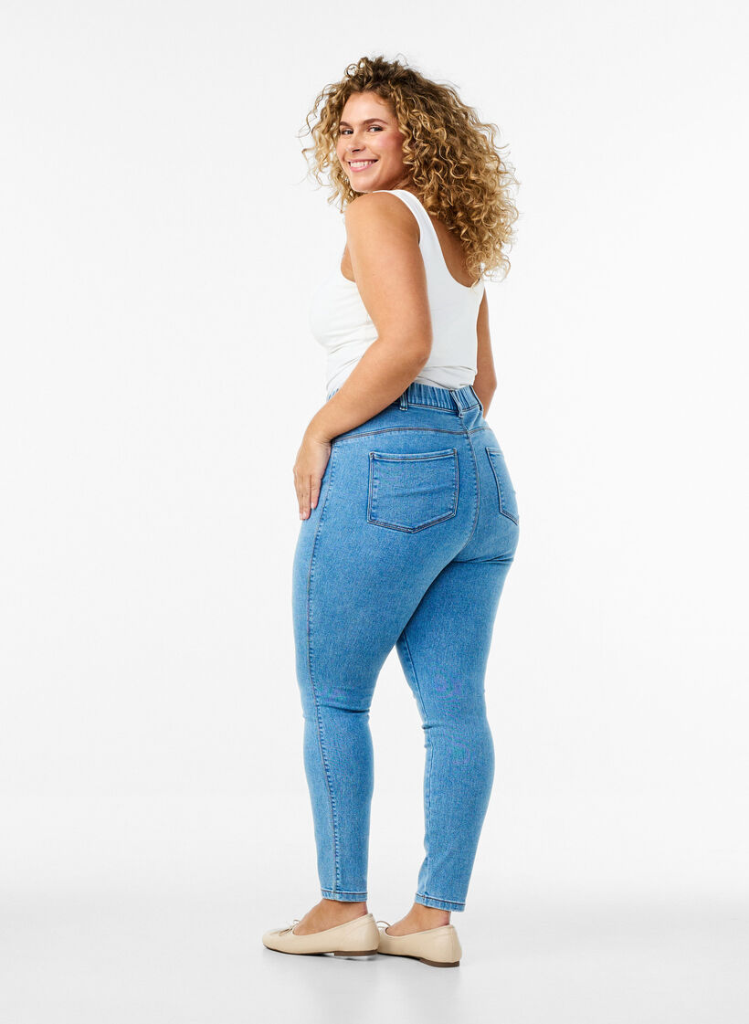 Jeggings mit hoher Taille, Blau, Model image number 1