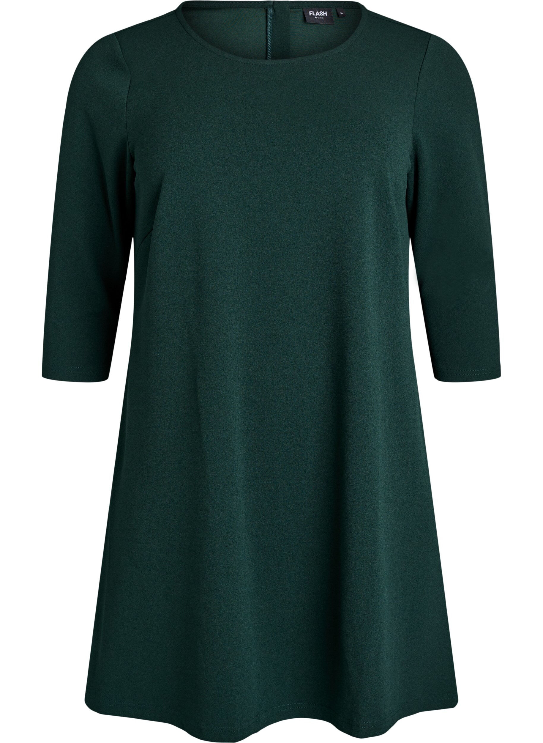 ZizziKurz geschnittenes A-Linien Kleid aus Webstoff mit 3/4 &Auml;rmeln, Gr&uuml;n, Packshot image number 0