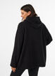 Sweat &agrave; capuche en polaire avec col montant et texte brod&eacute;, Noir, Model image number 2