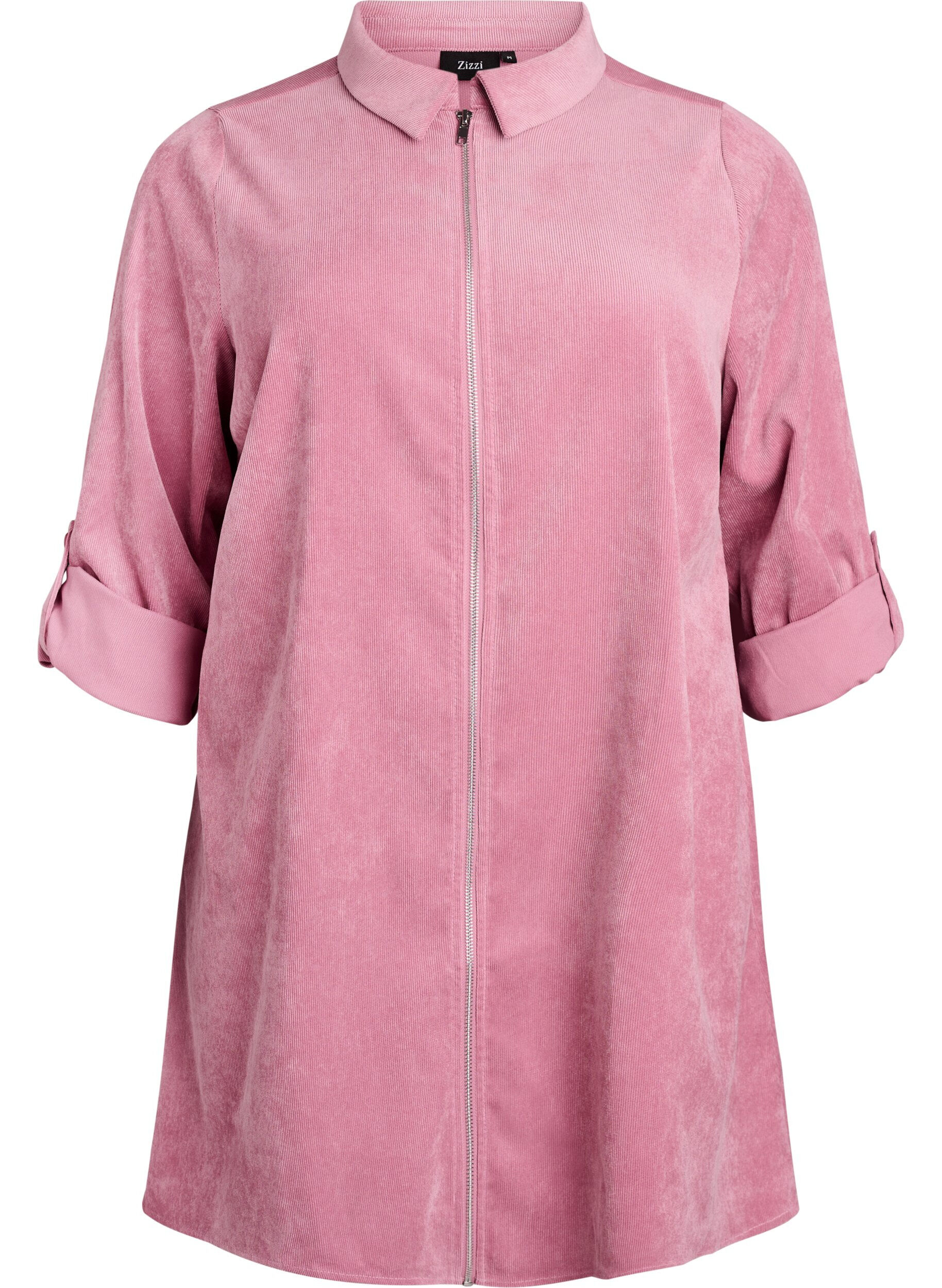 ZizziRobe en velours c&ocirc;tel&eacute; avec zip et manches 3/4, Rose, Packshot image number 0