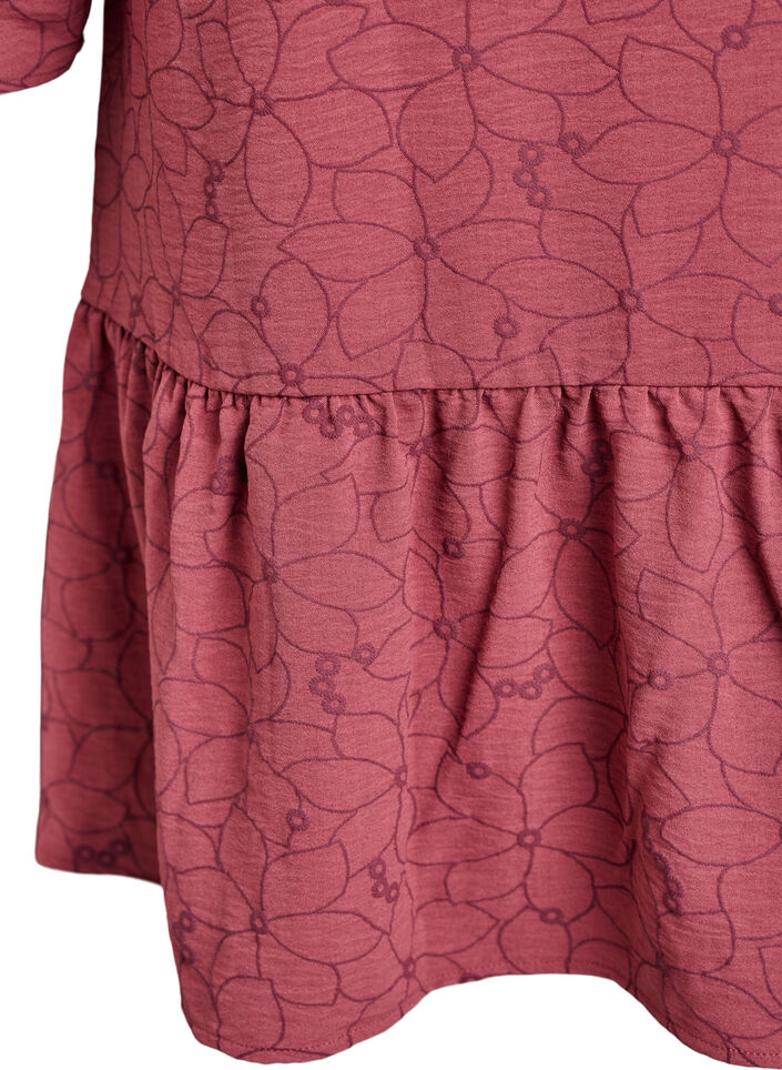 Tunique à motif floral brodé et manches 3/4, Rose, Packshot image number 3