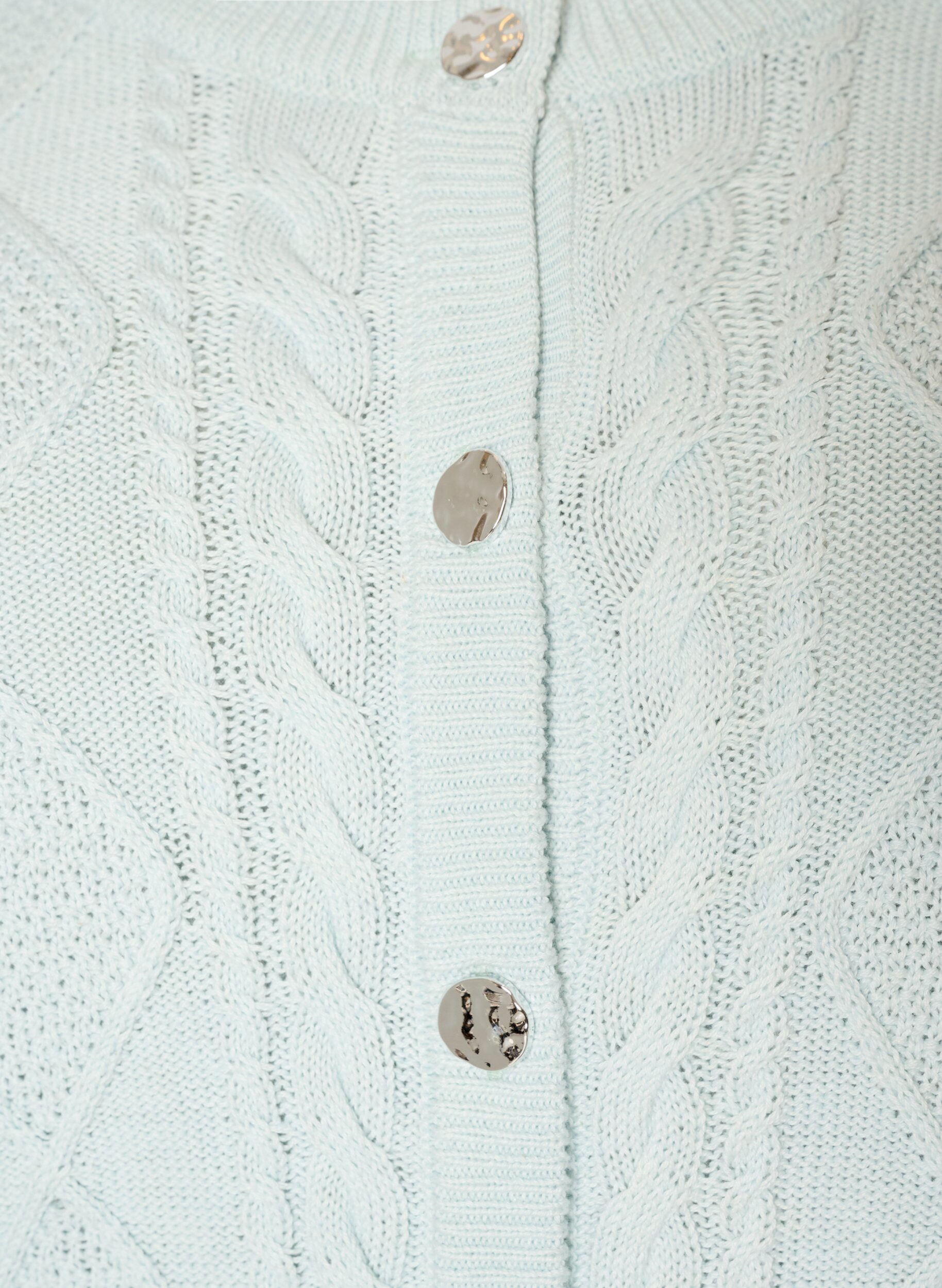 ZizziStrickjacke mit Zopfmuster und dekorativen Kn&ouml;pfen, Blau, Packshot image number 2
