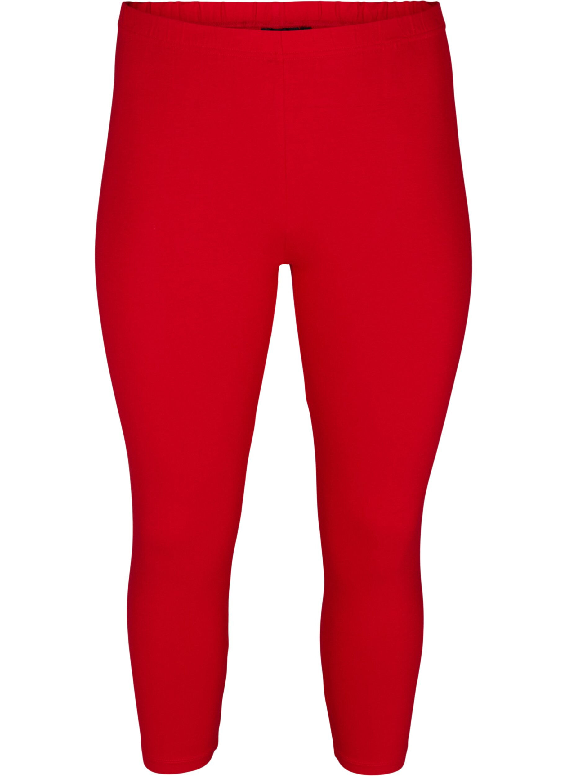 Zizzi Basic 3/4-Leggings , Tango Red, Packshot image number 0