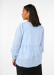 Gestreifte Bluse mit offener Vorderseite und Stickereien, Blau, Model image number 2