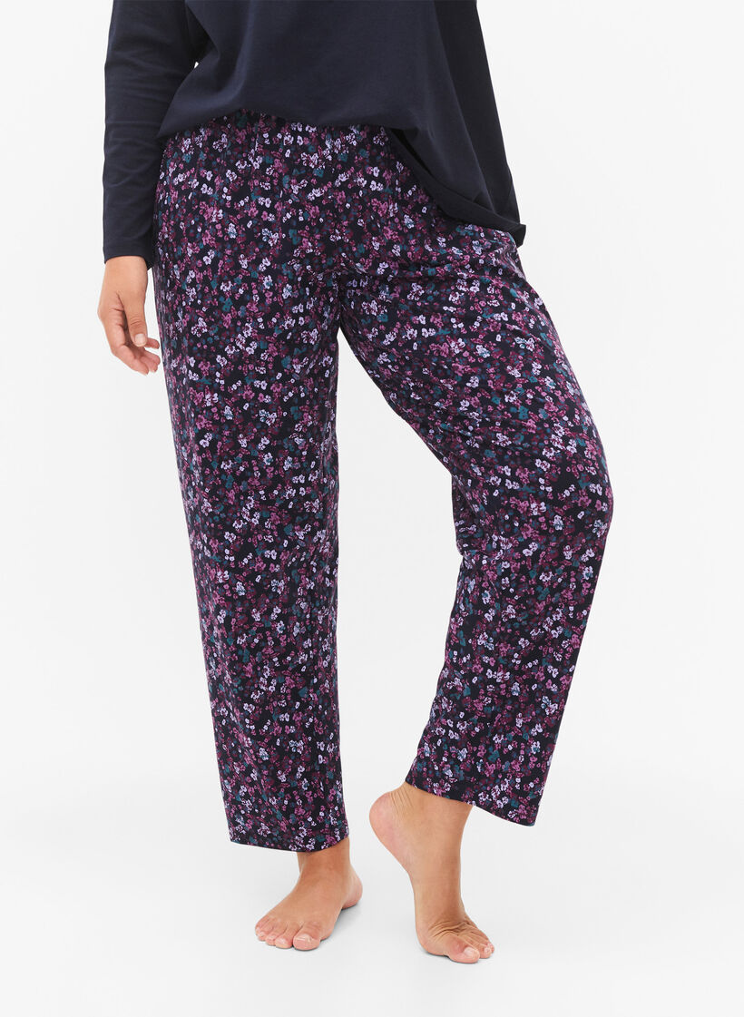 Pantalon de pyjama en coton avec imprim&eacute;, Bleu, Model image number 2