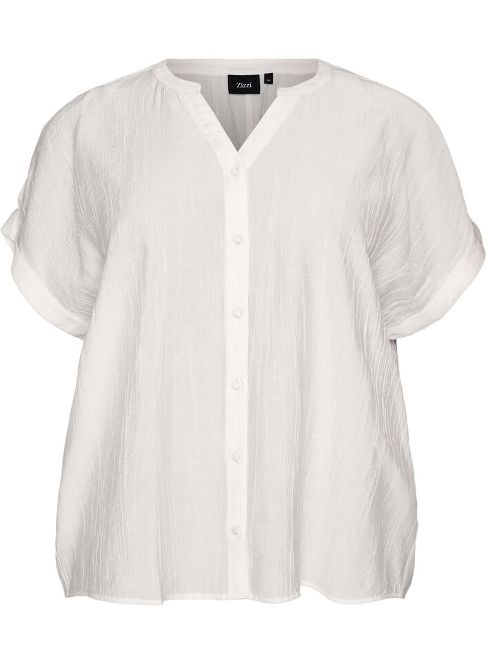 Bluse aus Viskose mit Kn&ouml;pfen und Struktur, Vanille, Packshot image number 0