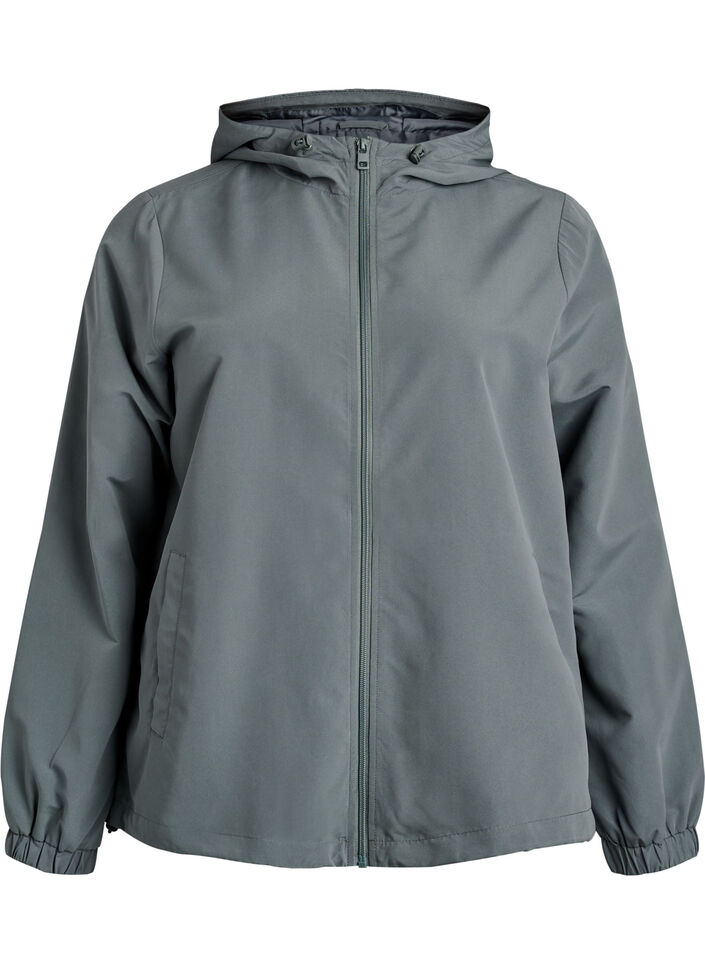 Veste l&eacute;g&egrave;re avec capuche et fermeture &eacute;clair, Vert fonc&eacute;, Packshot image number 0