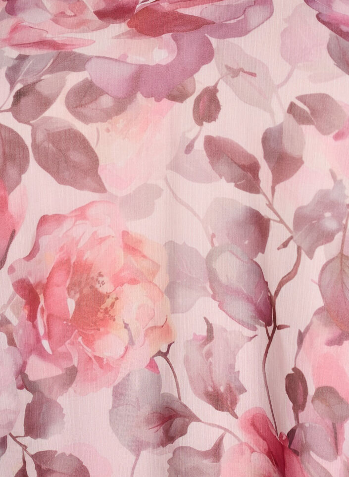 Blouse fleurie avec col en V et manches &agrave; volants, Rose, Packshot image number 2