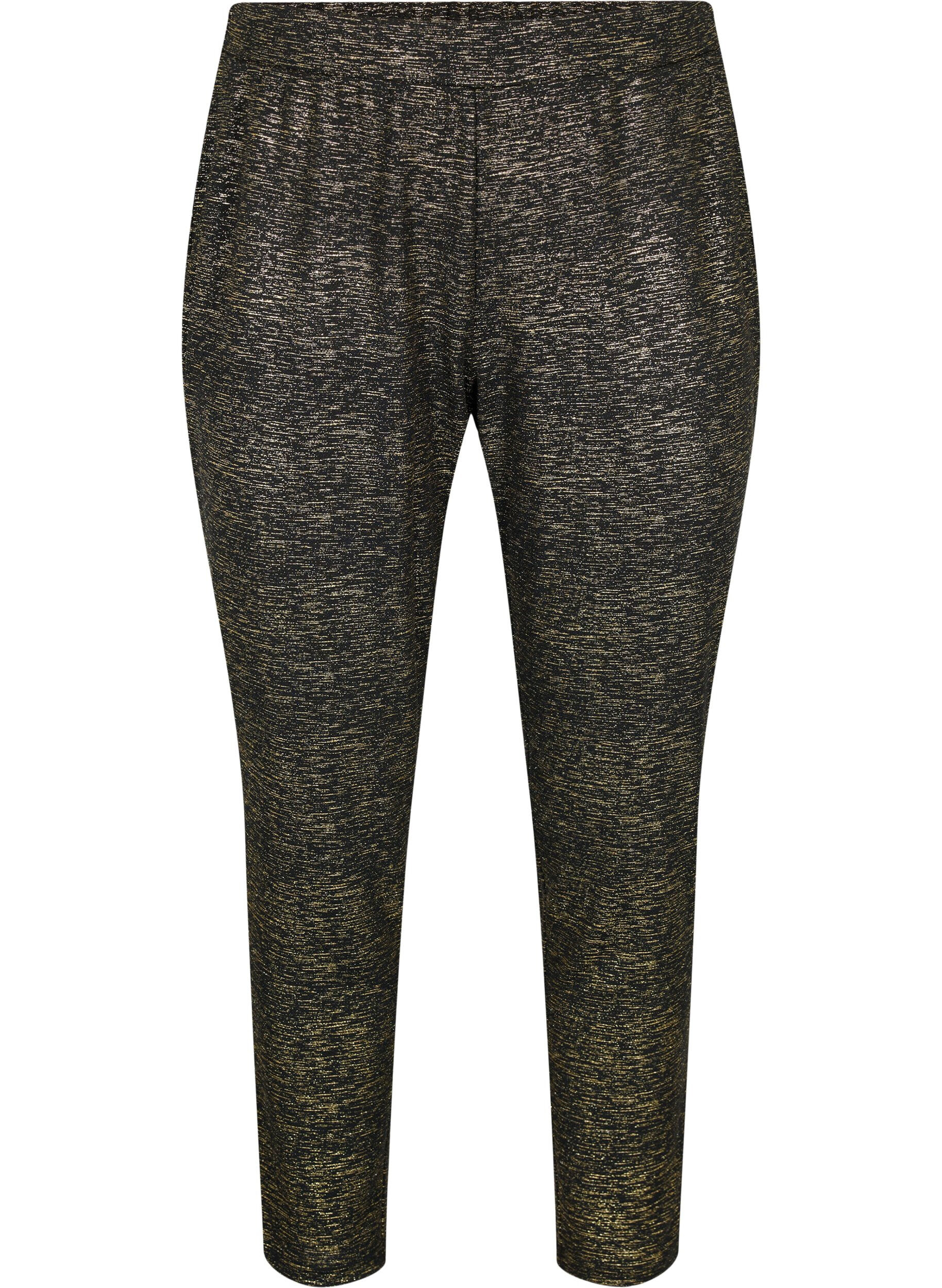 Zizzi  Pantalon Maddison couleur or avec poches, Black w. Gold, Packshot image number 0